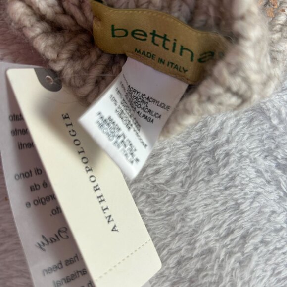 Anthropologie Fingerless Gloves Arm Hand Warmer Alpaca Wool Gray Chunky Knit New - Picture 5 of 8